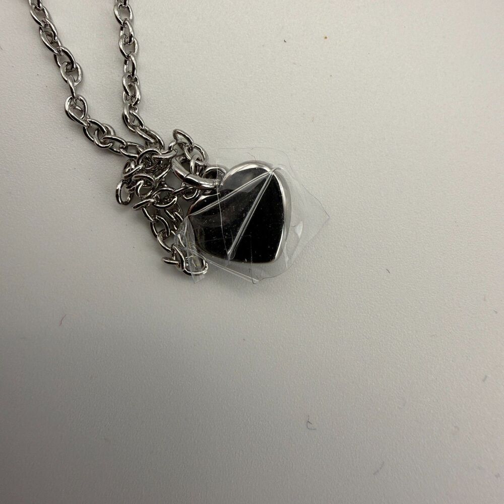 New Coach Heart Pendant Necklace Silver Chain 17" C Monogram with Dust Bag - Picture 9 of 13
